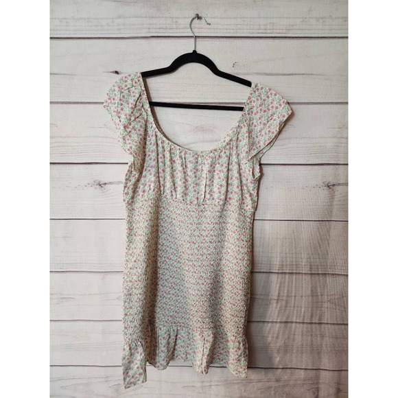 Wild Fable Womens Tunic Dress White Mini Floral Stretch Cap Sleeve Plus XXL - Picture 2 of 6